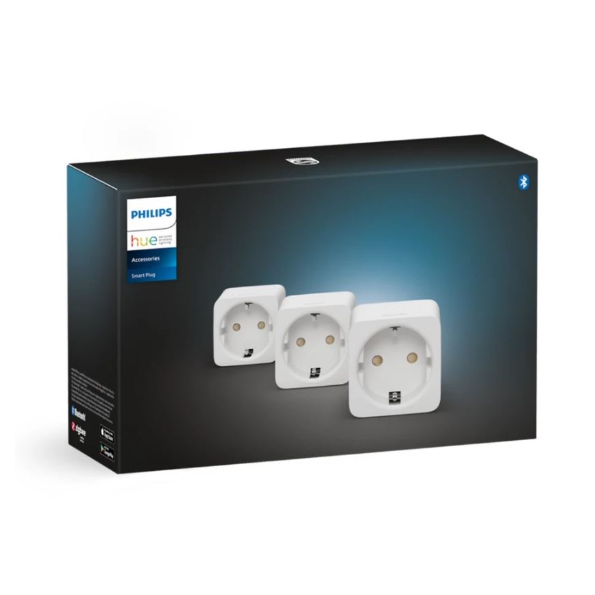 KOMPLEKTAS 3x Išmanus kištukas Philips Hue Išmanus kištukas EU SCHUKO