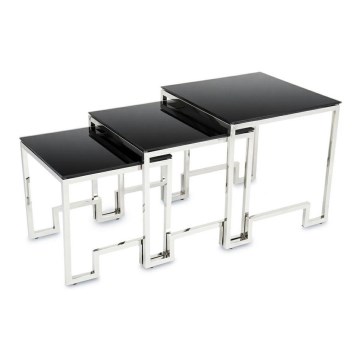 KOMPLEKTAS 3x Kavos stalelis SAMMEN blizgus chromas/juoda