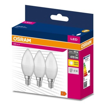 KOMPLEKTAS 3x LED elektros lemputė B38 E14/4,9W/230V 3000K - Osram