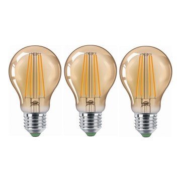 KOMPLEKTAS 3x LED elektros lemputė CLASIC AMBER A60 E27/9W/230V 2200K - Brilagi
