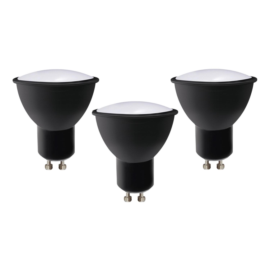 KOMPLEKTAS 3x LED elektros lemputė ECOLINE GU10/6W/230V 4000K juoda - Brilagi