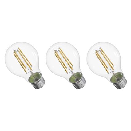 KOMPLEKTAS 3x LED elektros lemputė FILAMENT A60 E27/3,8W/230V 2700K Energijos klasė A