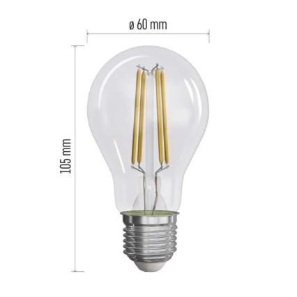 KOMPLEKTAS 3x LED elektros lemputė FILAMENT A60 E27/3,8W/230V 2700K Energijos klasė A