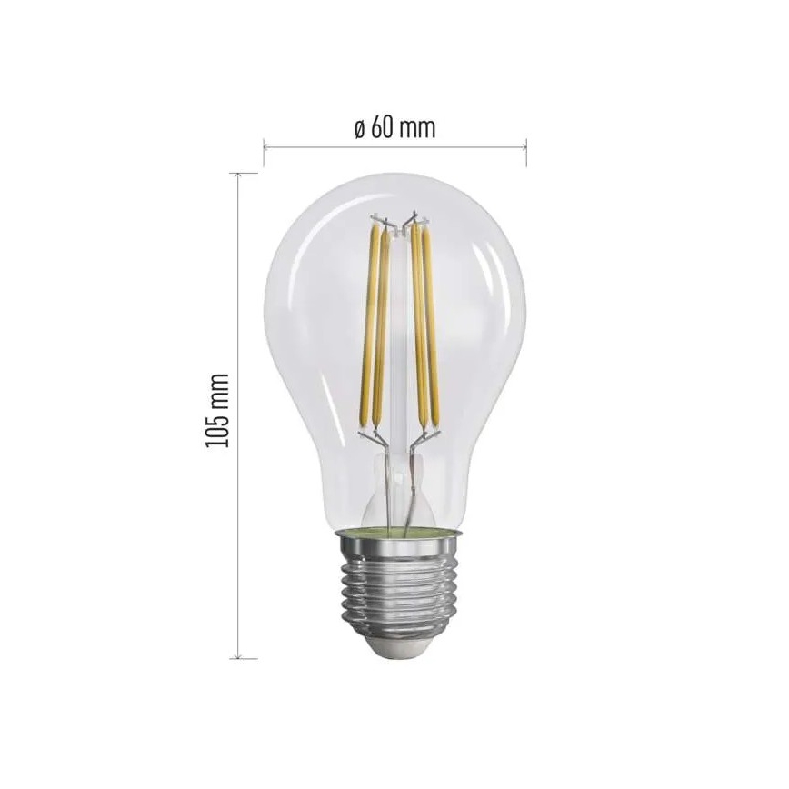 KOMPLEKTAS 3x LED elektros lemputė FILAMENT A60 E27/3,8W/230V 2700K Energijos klasė A