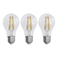 KOMPLEKTAS 3x LED elektros lemputė FILAMENT A60 E27/3,8W/230V 4000K Energijos klasė A