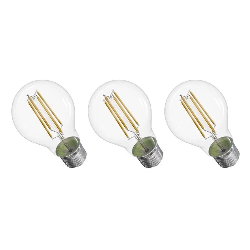KOMPLEKTAS 3x LED elektros lemputė FILAMENT A60 E27/3,8W/230V 4000K Energijos klasė A