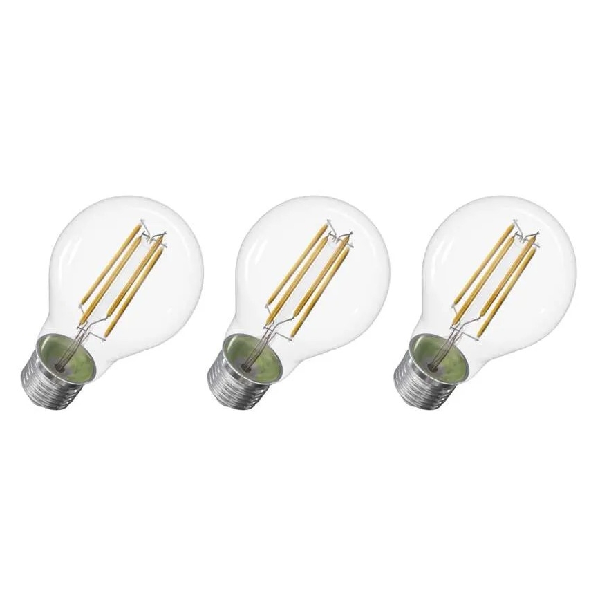 KOMPLEKTAS 3x LED elektros lemputė FILAMENT A60 E27/3,8W/230V 4000K Energijos klasė A