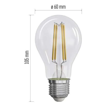 KOMPLEKTAS 3x LED elektros lemputė FILAMENT A60 E27/3,8W/230V 4000K Energijos klasė A