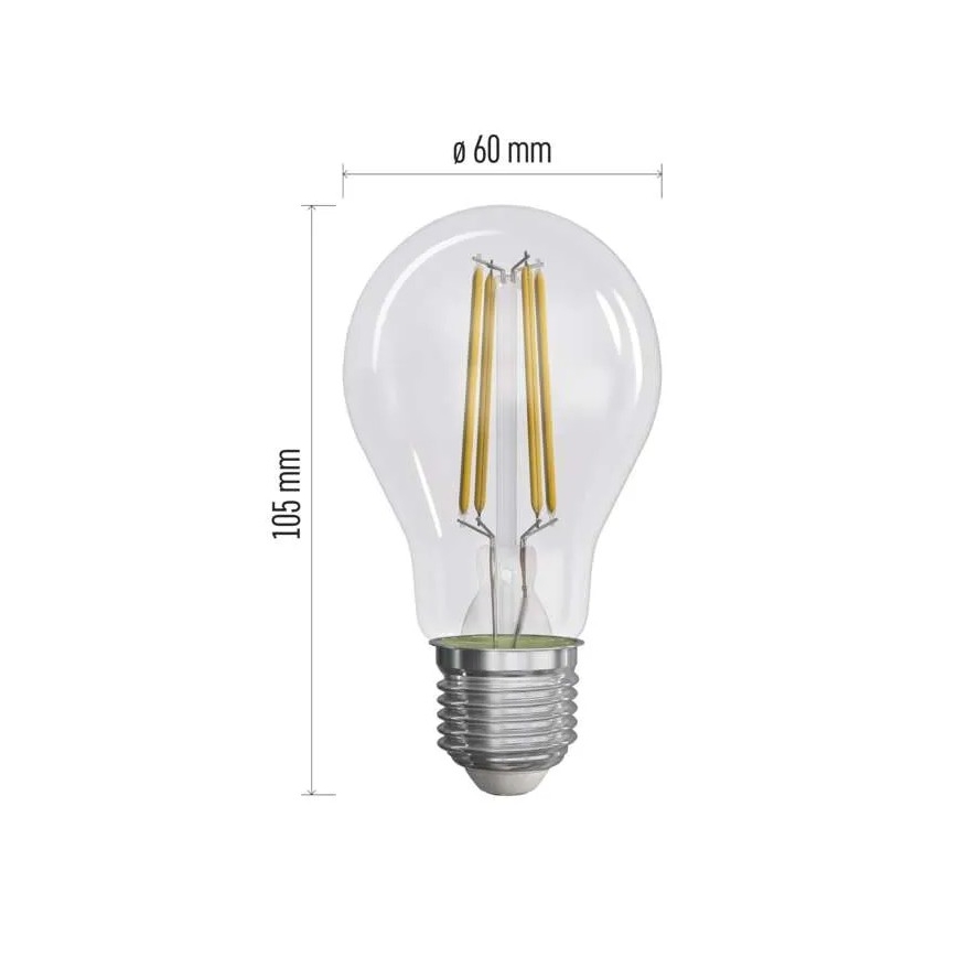 KOMPLEKTAS 3x LED elektros lemputė FILAMENT A60 E27/3,8W/230V 4000K Energijos klasė A