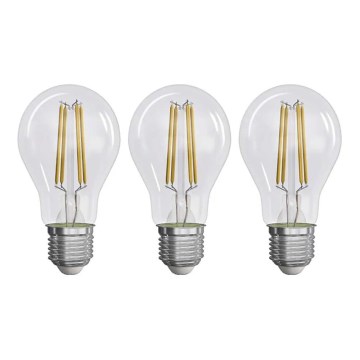KOMPLEKTAS 3x LED elektros lemputė FILAMENT A60 E27/5W/230V 2700K Energijos klasė A