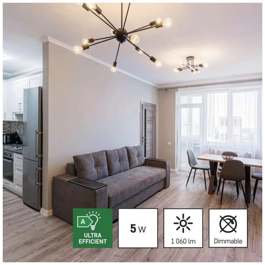 KOMPLEKTAS 3x LED elektros lemputė FILAMENT A60 E27/5W/230V 2700K Energijos klasė A
