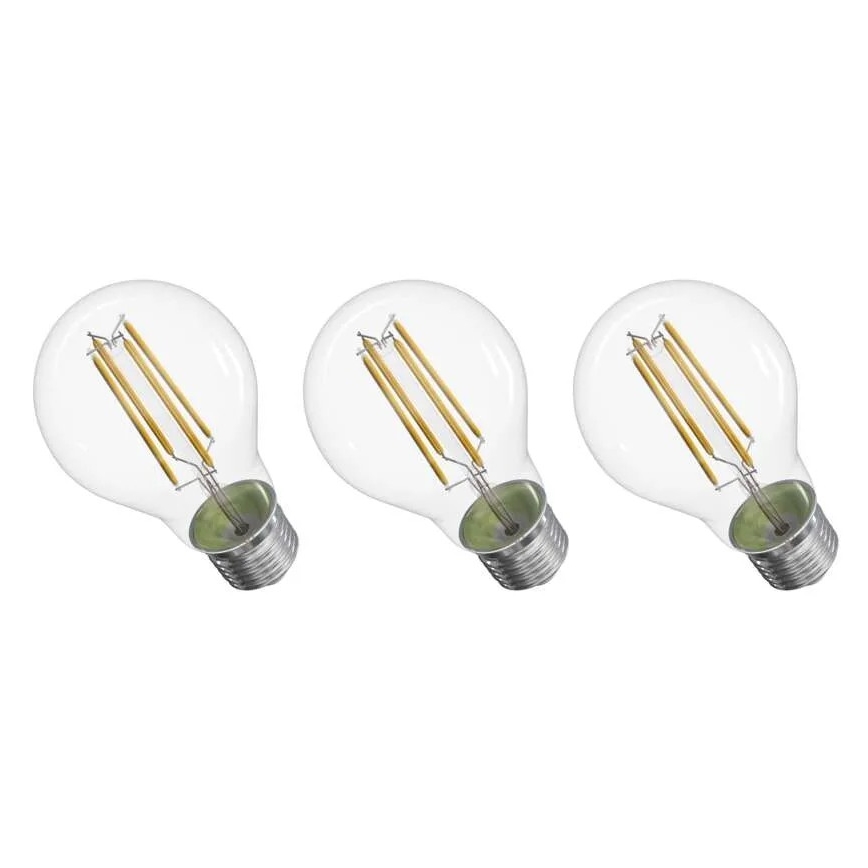 KOMPLEKTAS 3x LED elektros lemputė FILAMENT A60 E27/5W/230V 2700K Energijos klasė A