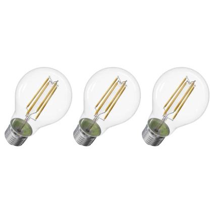 KOMPLEKTAS 3x LED elektros lemputė FILAMENT A60 E27/5W/230V 2700K Energijos klasė A