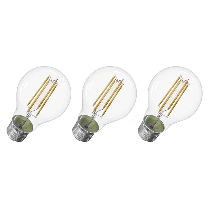 KOMPLEKTAS 3x LED elektros lemputė FILAMENT A60 E27/5W/230V 2700K Energijos klasė A