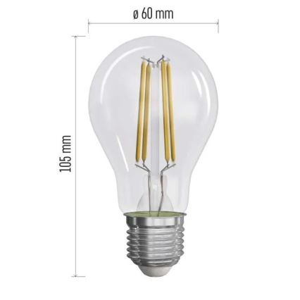 KOMPLEKTAS 3x LED elektros lemputė FILAMENT A60 E27/5W/230V 2700K Energijos klasė A
