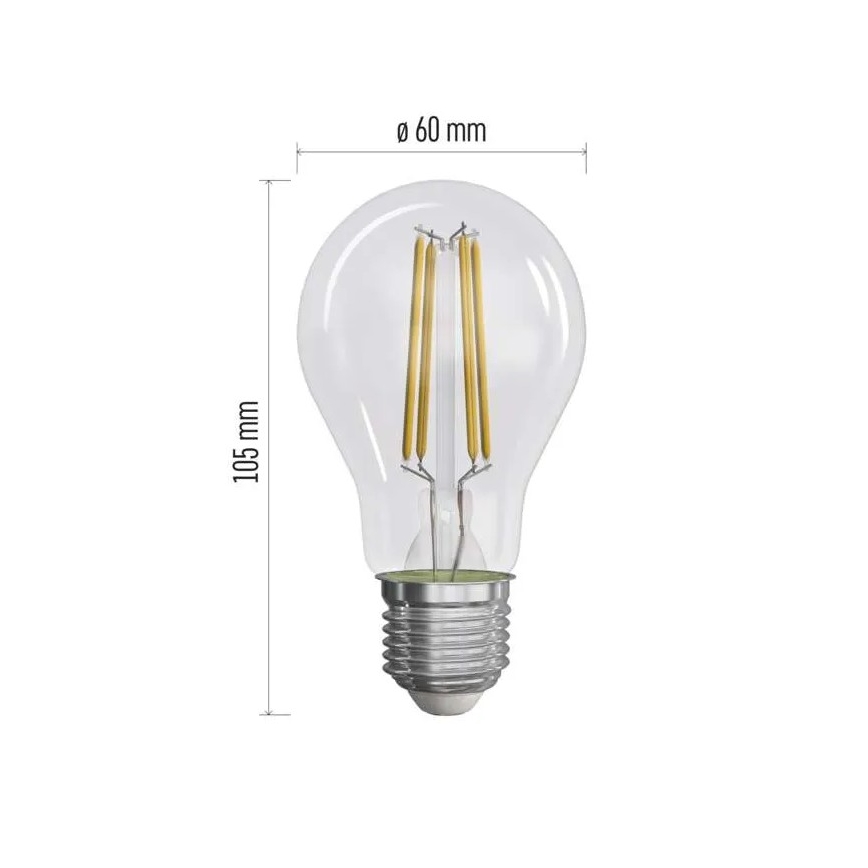 KOMPLEKTAS 3x LED elektros lemputė FILAMENT A60 E27/5W/230V 2700K Energijos klasė A