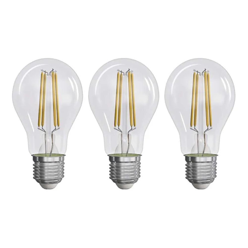 KOMPLEKTAS 3x LED elektros lemputė FILAMENT A60 E27/5W/230V 4000K Energijos klasė A