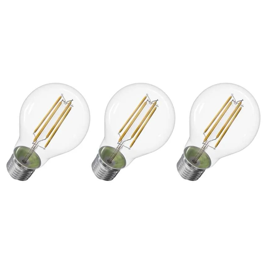 KOMPLEKTAS 3x LED elektros lemputė FILAMENT A60 E27/5W/230V 4000K Energijos klasė A