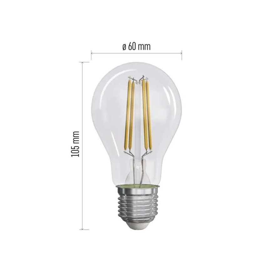 KOMPLEKTAS 3x LED elektros lemputė FILAMENT A60 E27/5W/230V 4000K Energijos klasė A