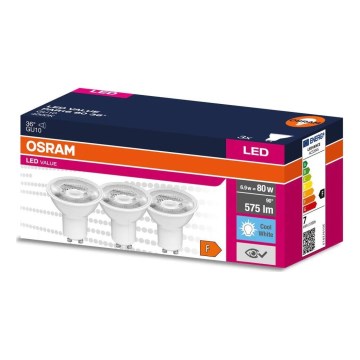 KOMPLEKTAS 3x LED elektros lemputė PAR16 GU10/6,9W/230V 4000K - Osram