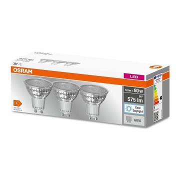 KOMPLEKTAS 3x LED elektros lemputė PAR16 GU10/6,9W/230V 6500K - Osram