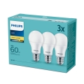 KOMPLEKTAS 3x LED Elektros lemputė Philips E27/9W/230V 2700K