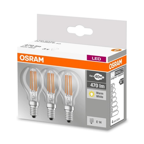KOMPLEKTAS 3x LED Elektros lemputė VINTAGE P40 E14/4W/230V 2700K - Osram