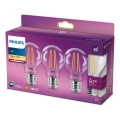 KOMPLEKTAS 3x LED elektros lemputė VINTAGE Philips A60 E27/7W/230V 2700K