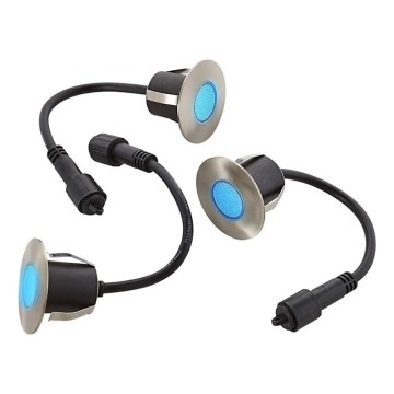 KOMPLEKTAS 3x LED Įleidžiamas lauko šviestuvas EASY CONNECT LED/1,2W/230V mėlyna IP67