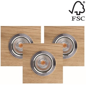 KOMPLEKTAS 3x LED įleidžiamas lubinis šviestuvas VITAR 1xGU10/5W/230V CRI 90 ąžuolas – FSC sertifikuota