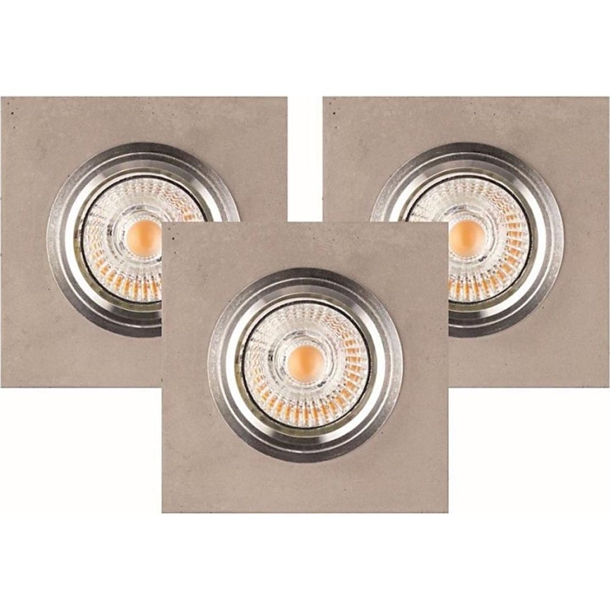 KOMPLEKTAS 3x LED įleidžiamas lubinis šviestuvas VITAR 1xGU10/5W/230V CRI 90 betonas – FSC sertifikuota