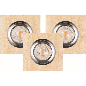 KOMPLEKTAS 3x LED įleidžiamas lubinis šviestuvas VITAR 1xGU10/5W/230V CRI 90 smiltainis – FSC sertifikuota