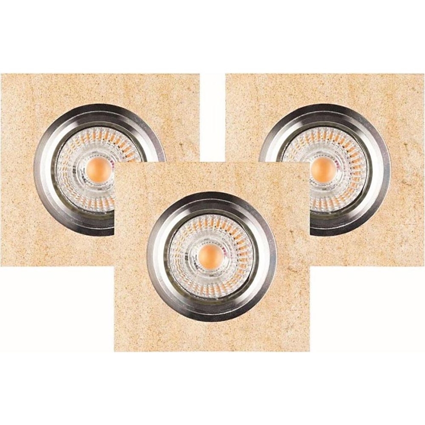 KOMPLEKTAS 3x LED įleidžiamas lubinis šviestuvas VITAR 1xGU10/5W/230V CRI 90 smiltainis – FSC sertifikuota
