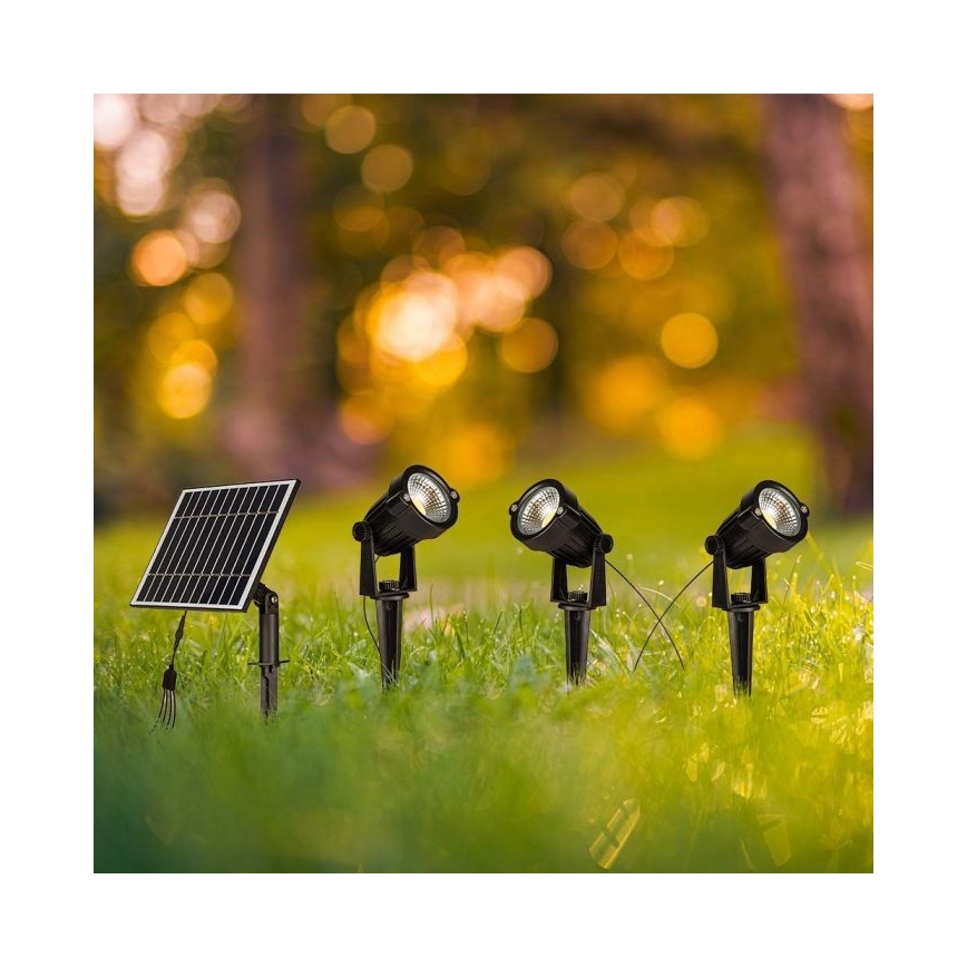 KOMPLEKTAS 3x LED Lauko saulės energijos lempa 3xLED/1,2W/3,7V IP65 3000K