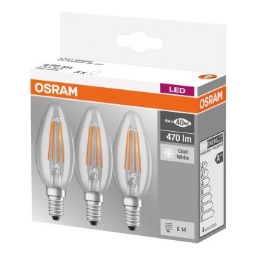 KOMPLEKTAS 3x LED lemputė BASE VINTAGE B40 E14/4W/230V 4000K – Osram
