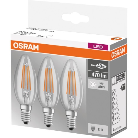 KOMPLEKTAS 3x LED lemputė BASE VINTAGE B40 E14/4W/230V 4000K – Osram