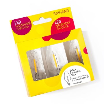 KOMPLEKTAS 3x LED Pakaitinė elektros lemputė CONE E10/20V/0,1A skaidrus, Made in the EU