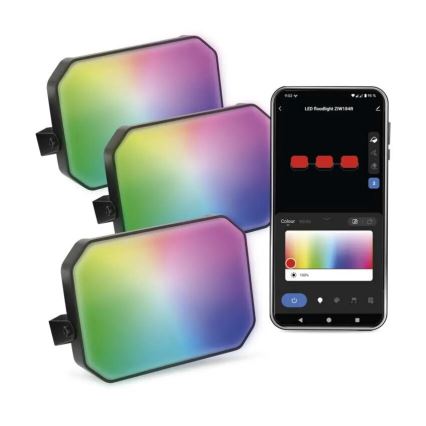 KOMPLEKTAS 3x LED RGBIC Pritemdomas lauko prožektoriaus šviestuvas GoSmart LED/14W/230V 3000-6500K IP65 Wi-Fi Tuya