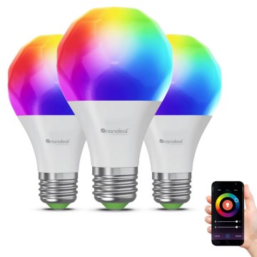 KOMPLEKTAS 3x LED RGBW Reguliuojama lemputė ESSENTIALS A60 E27/8,5W/230V CRI 90 2700-6500K Wi-Fi - Nanoleaf