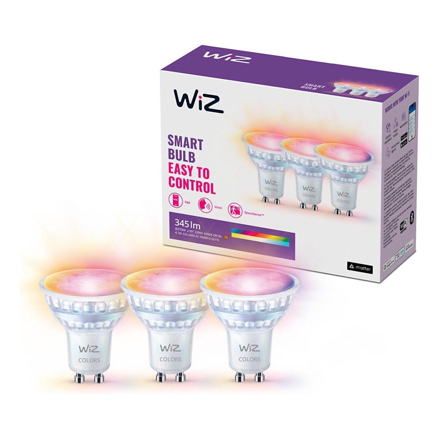 KOMPLEKTAS 3x LED RGBW Reguliuojama lemputė PAR16 GU10/4,7W/230V 2200-6500K Wi-Fi - WiZ