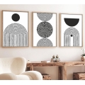 KOMPLEKTAS 3x Paveikslėlis nuotraukų rėmelyje 50x70 cm juoda/balta