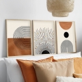 KOMPLEKTAS 3x Paveikslėlis nuotraukų rėmelyje 50x70 cm smėlio spalva/ruda