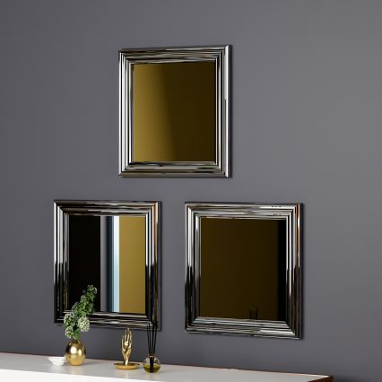 KOMPLEKTAS 3x Sieninis veidrodis OTTO 40x40 cm sidabras