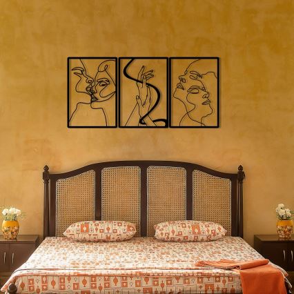KOMPLEKTAS 3x Sienų dekoracija 109x50 cm meilė metalas
