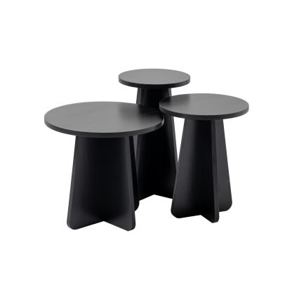 KOMPLEKTAS 3x Šoninis staliukas LUME diametras 28/33/43 cm juoda