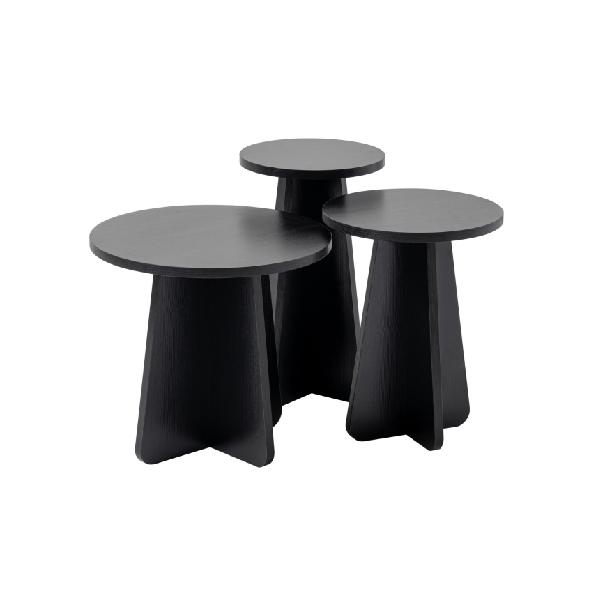 KOMPLEKTAS 3x Šoninis staliukas LUME diametras 28/33/43 cm juoda