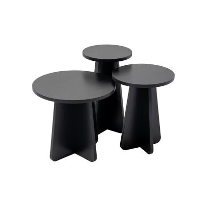 KOMPLEKTAS 3x Šoninis staliukas LUME diametras 28/33/43 cm juoda