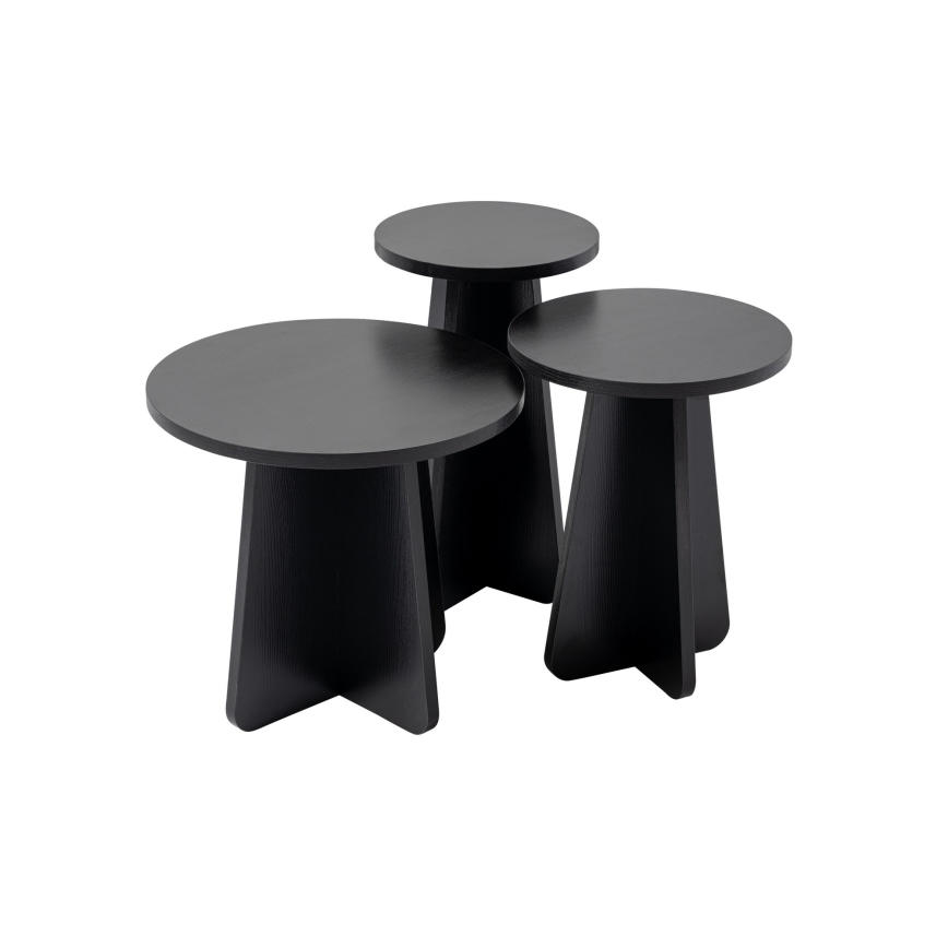 KOMPLEKTAS 3x Šoninis staliukas LUME diametras 28/33/43 cm juoda