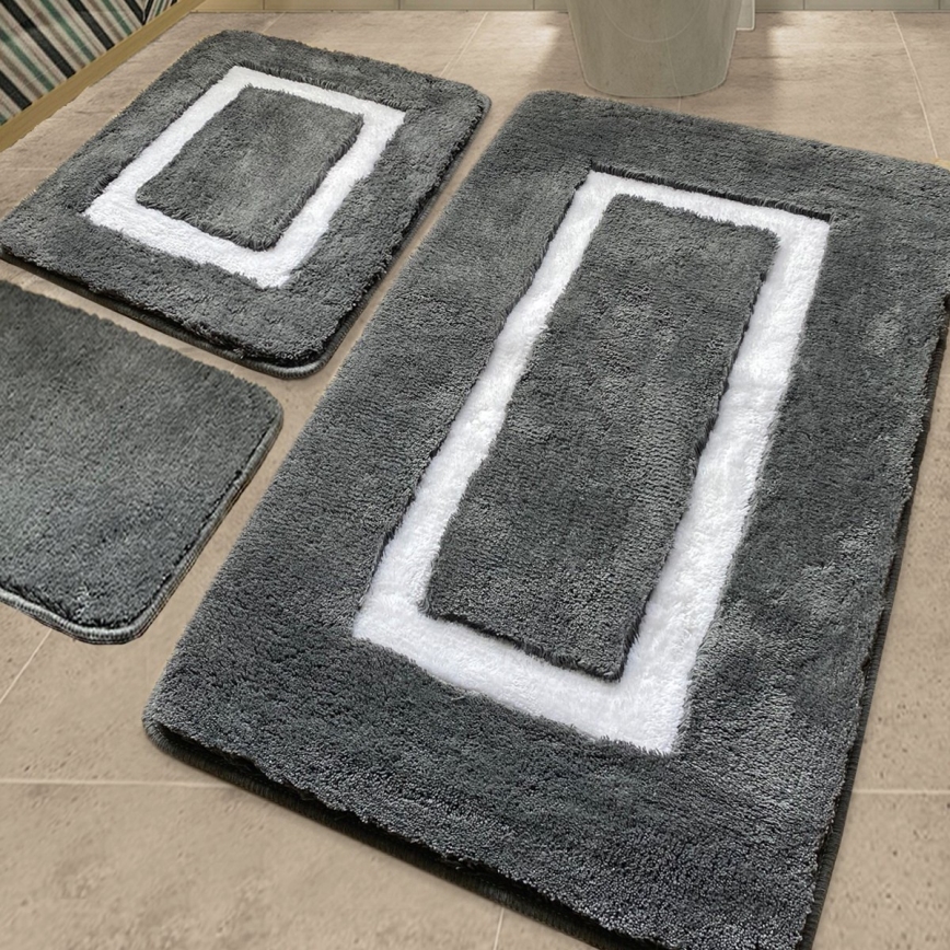 KOMPLEKTAS 3x Vonios kilimėlis 60/60/100 cm antracitas