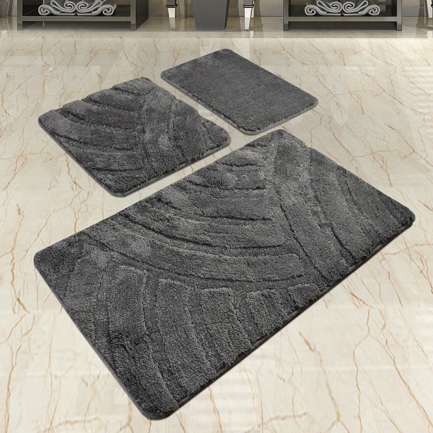 KOMPLEKTAS 3x Vonios kilimėlis ALYA 60/60/100 cm antracitas